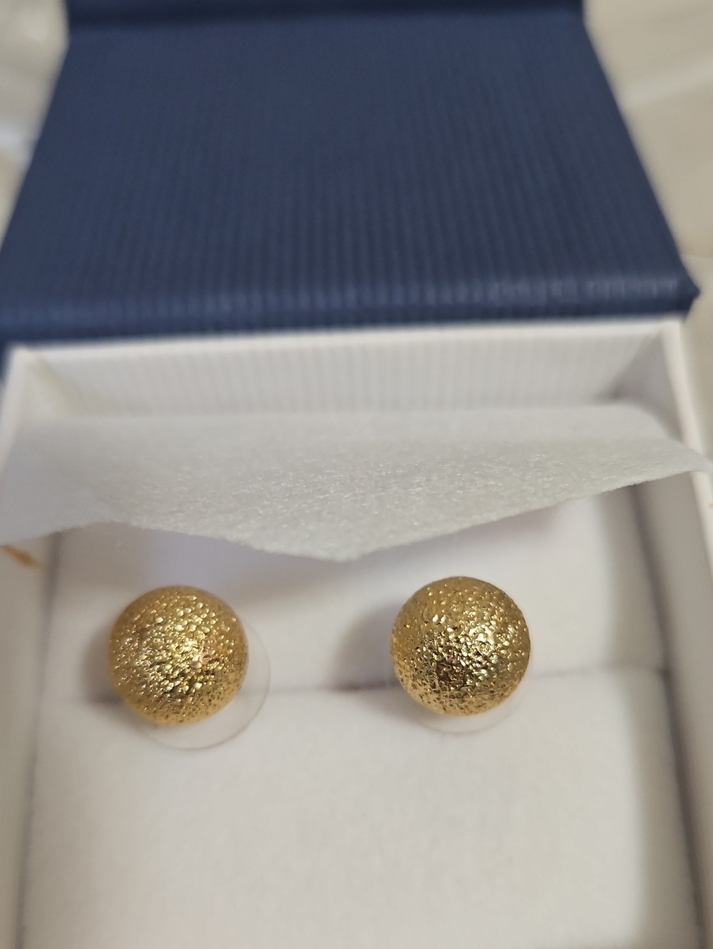 Vintage Monet Gold Textured Ball Earrings Studs